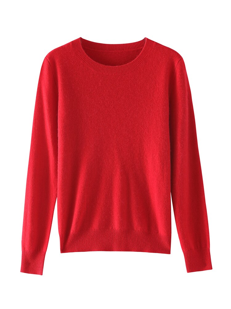 100% Pure Goat Cashmere Knitted Pullovers Hot Sale O-Neck Sweaters Women 25Colors Soft High Quality Ladies Jumpers Clothes